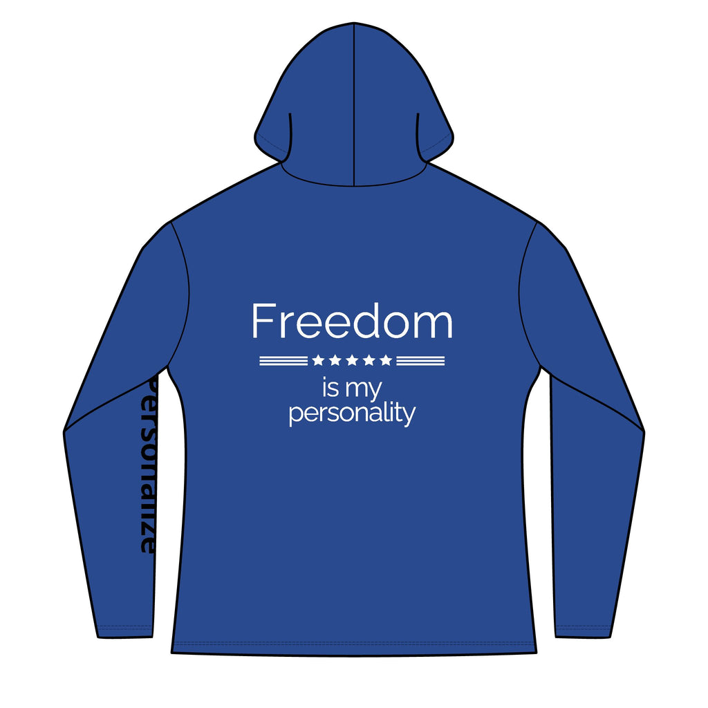 Freedom is my personality | Waving American Flag Hoodie | Women's Long Sleeve Patriotic Top