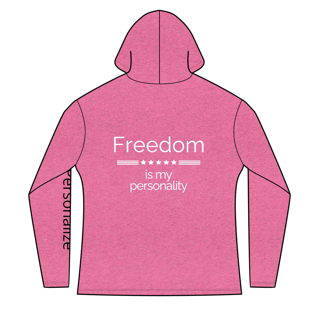 Freedom is my personality | Waving American Flag Hoodie | Women's Long Sleeve Patriotic Top