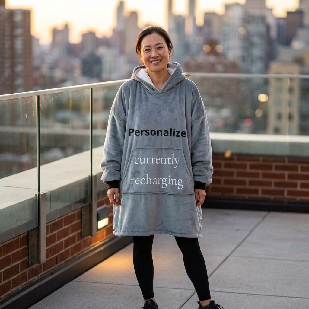 currently recharging | hooded blanket