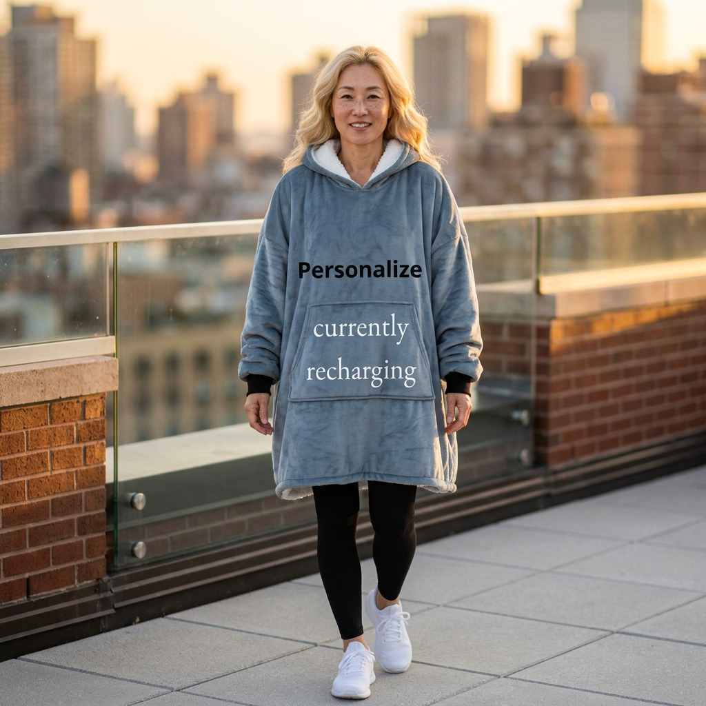 currently recharging | hooded blanket